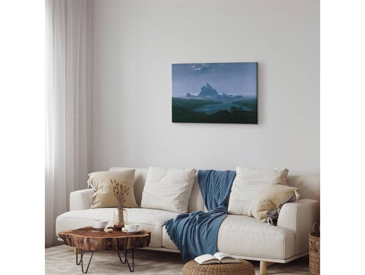 Leinwandbild Cliff reef on the beach Filz Blau/Blau 90 x 60cm