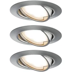 Paulmann LED Einbauleuchte Base Coin Basisset schwenkbarrund 90mm 20° Coin 3x5W 3x370lm 230V3000K Eisen gebürstet 93421
