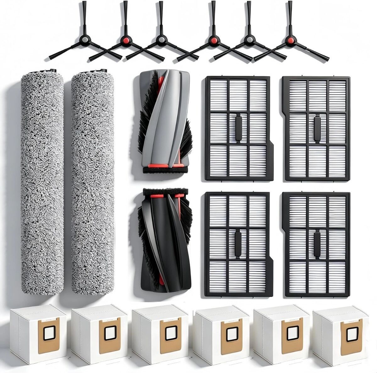 INF Ersatzteil-Set kompatibel mit Eufy Omni E25/E28 – Mop-Rollen, Bürsten, Filter & Staubbeutel