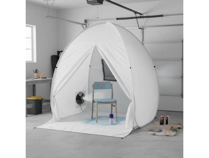 Abri de peinture portable pour peinture en aérosol, tente de peinture 152x152x178 cm, cabine de peinture avec plancher intégré, fenêtre d'évacuation et sac de rangement, pour la pulvérisation de