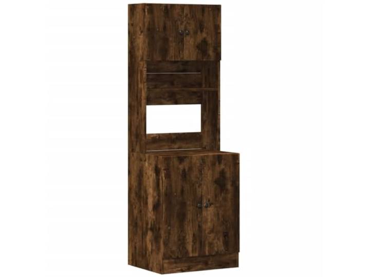 HKTMGDNG Küchenschrank Räuchereiche 60x50x180 cm Holzwerkstoff Hoher Vorratsschrank mit Türen und Schubladen für Küche und WG. Robustes Material in eleganter Räuchereiche-Optik.