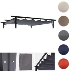Ersatzbezug 370x300cm für Dach Pergola Pavillon HWC-C42 3,5x3,5m ~ grau