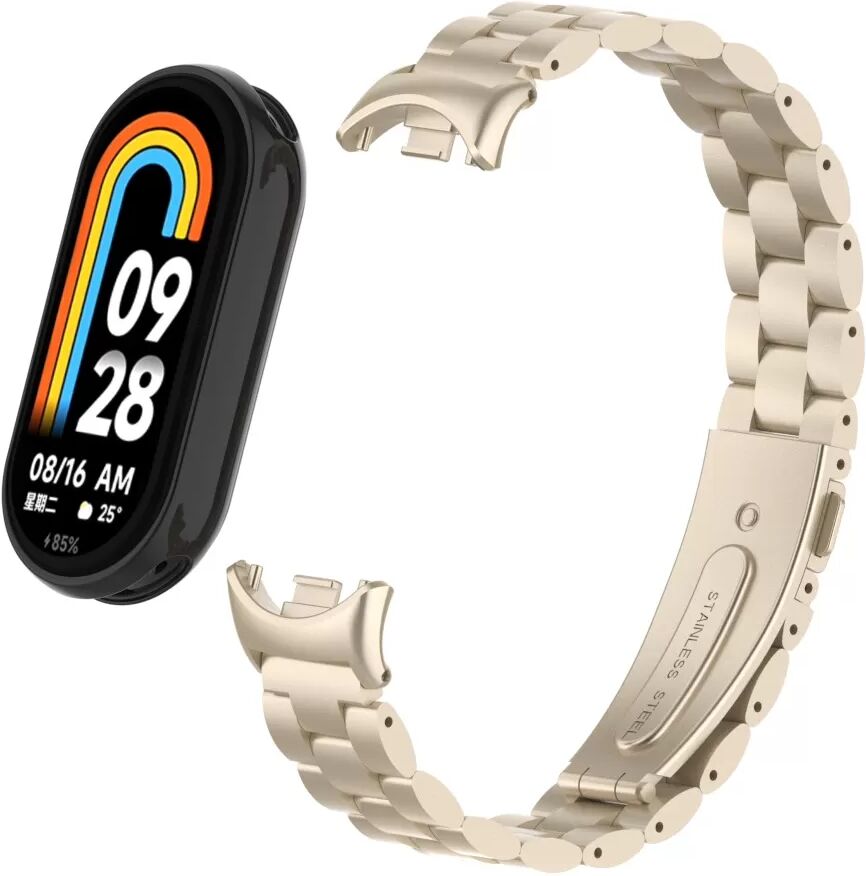 INF Bracelet en acier inoxydable massif compatible avec Xiaomi Mi9, bracelet à trois maillons solides couleur ivoire pour