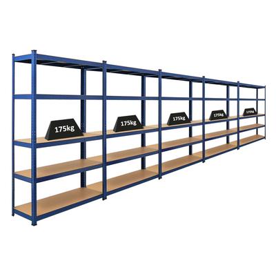 PROREGAL MegaDeal 5x Schwerlastregal Ragnar, HxBxT 180x120x40cm, Fachlast 175kg, Blau, Garagenregal Werkstattregal Lagerregal Steckregal