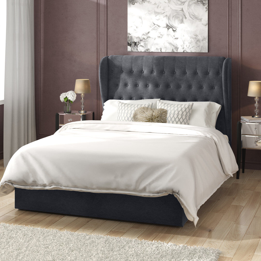 Etta Avenue Ryalson Upholstered Ottoman Storage Bed Pewter Double (4'6)