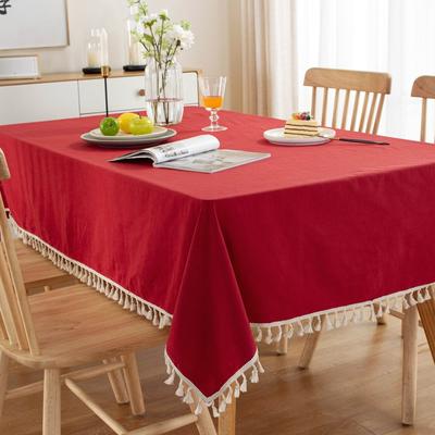 Enova Home High Quality Washable Rectangle Cotton tablecloths, Wrinkle Resistant Washable Dining Room Table linen for Rectangle Table