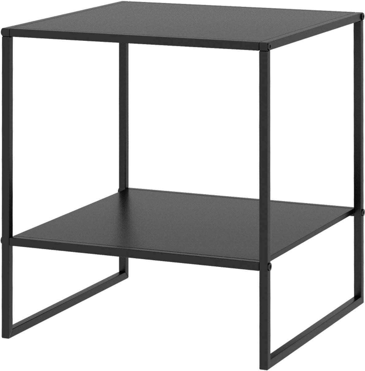 MODFU Industriële Beistelltisch, Zwart, Modern Couchtisch met 1 Opbergniveau voor de Woonkamer of Slaapkamer