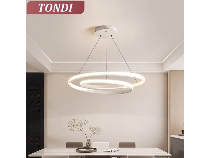 Moderne nordique blanc pendentif LED lampe circulaire suspension lampe décor à la maison pour salon salle à manger salle d'étude chambre minimaliste