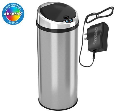 iTouchless 13 Gal Round Stainless Steel Touchless Sensor Trash Can