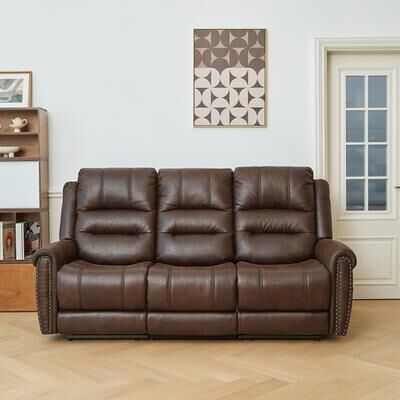 UR livingroom Power Sofa Loveseat Recliner Adjustable Headrest High Back Nailhead