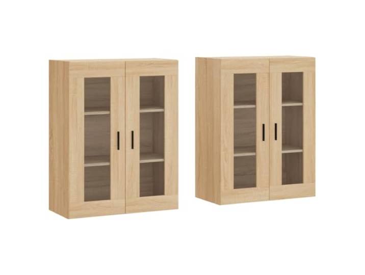 Kaorsrow 2er Set Wandschrank Sonoma-Eiche 69,5x34x90 cm Holzwerkstoff Elegante Hängeschränke mit Glastüren für Wohnzimmer und Flur, bieten viel Stauraum und maximieren die Bodenfläche.