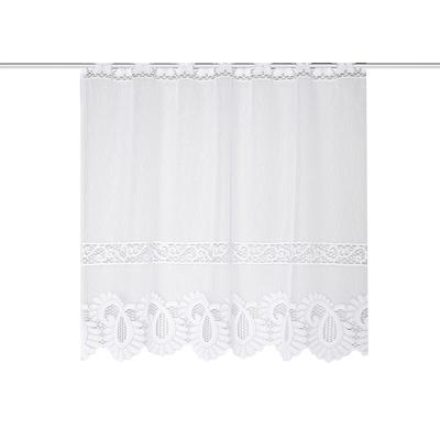 Gardine HOME WOHNIDEEN "LEONORA, 1 Stück, Stangendurchzug, halbtransparent", weiß, B:100cm H:30cm, Wirkware, Polyester, Gardinen, Gardine, Kurzstore Jacquard, Scheibengardine