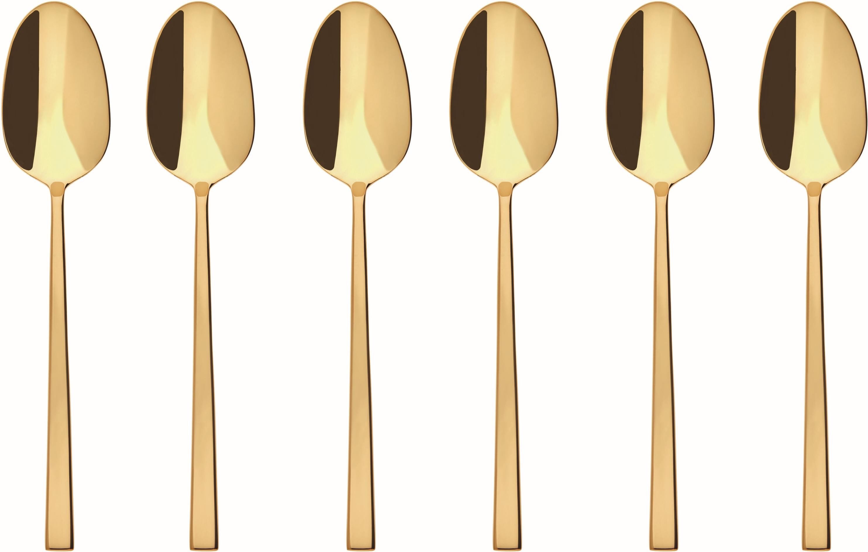 Espressolöffel SAMBONET "Rock", gold (goldfarben), 6 Stk., Edelstahl, Esslöffel, Espressolöffel goldfarben 6 Stk.