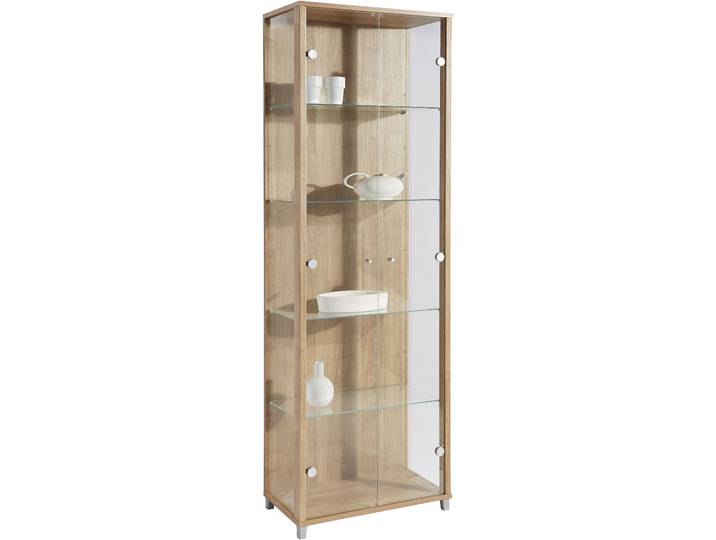 Vitrine FIF MÖBEL OPTIMA , braun (nocefarben), B:57,5cm H:172cm T:32cm, Holzwerkstoff, Sicherheitsglas ESG, Schränke, Vitrine, Standvitrine, Vitrinenschrank, Glasvitrine, Sammlervitrine