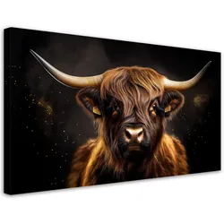 LEINWANDBILD Schottische Glamour-Kuh 80x40cm