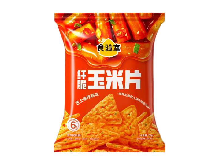 Shiyanshi Krokante Maïschips Kaas &amp; Pittige Tteokbokki Smaak 70 g