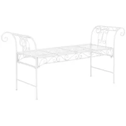 Helloshop26 - Vintage Gartenbank aus Metall für den Außenbereich 70 x 147 x 46 cm weiß