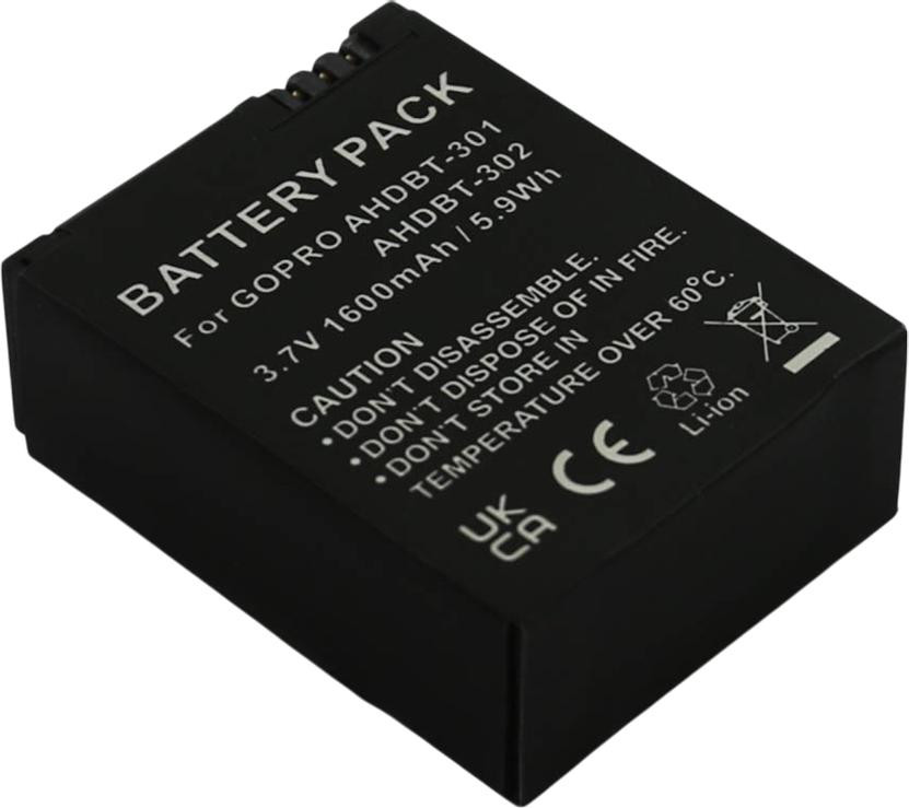 Avizar Lithium-ion batterij voor GoPro Hero3, 3,7V, 800mAh, zwart