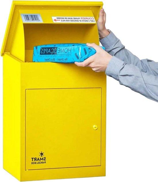 Sichere Paketzustellungskiste - Schutz vor Paktdiebstahl - Sicherheitssystem für Pakete - Abmessungen: 440 mm x 350 mm x 580 mm - Gelbfarbig