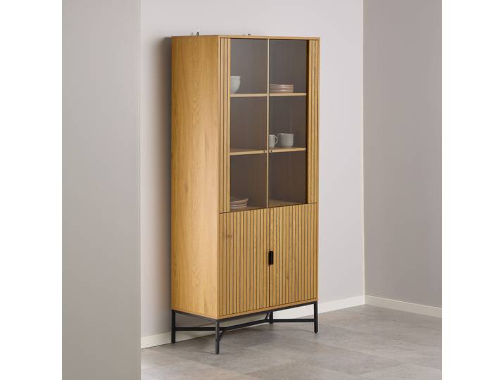 Vitrinenschrank Couman 80 x 180 x 40cm Braun
