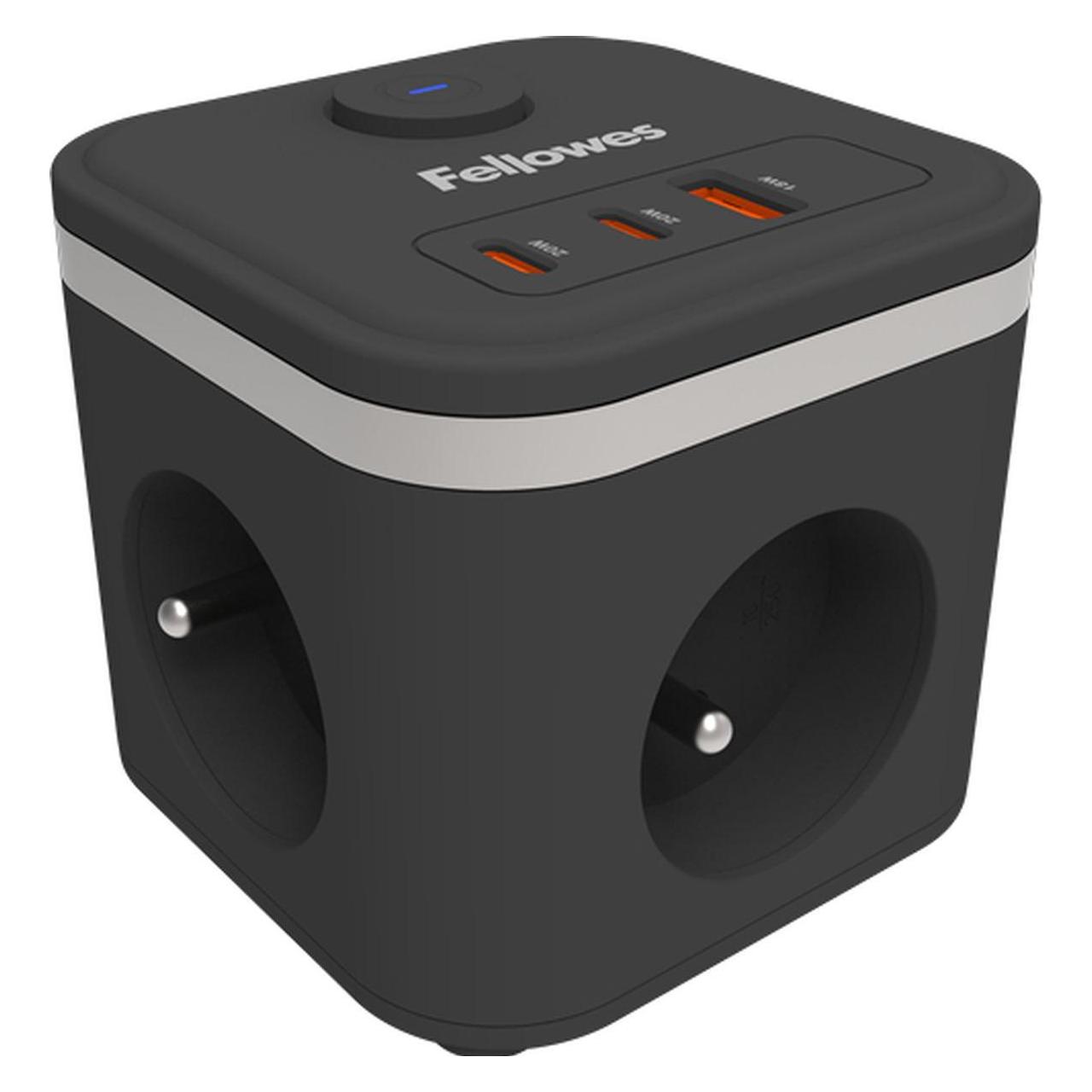 Fellowes Power Cube Type E (FR BE PL)-Black (3x, CEE 7/3, USB-A, USB-C) (100137169)