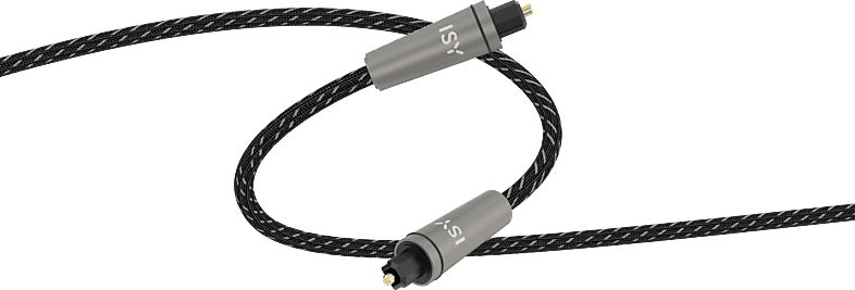 Cable audio - ISY IAU-1007, 1.5 m, Toslink a Toslink, Fibra óptica flexible, Negro