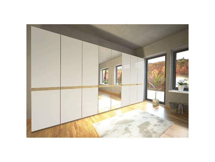 home24 Draaideurkast Barcelona VI 400 x 216cm bruin 2 spiegeldeuren