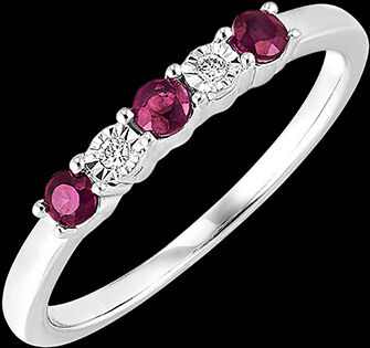 Edenly Trauring Oiseau de Paradis - Rubine und Diamanten - 18 Karat WeiÃŸgold