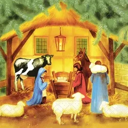 Mank Tissue Serviette Weihnachtskrippe, 40 x 40 cm, 100 Stück - Weihnachten Xmas