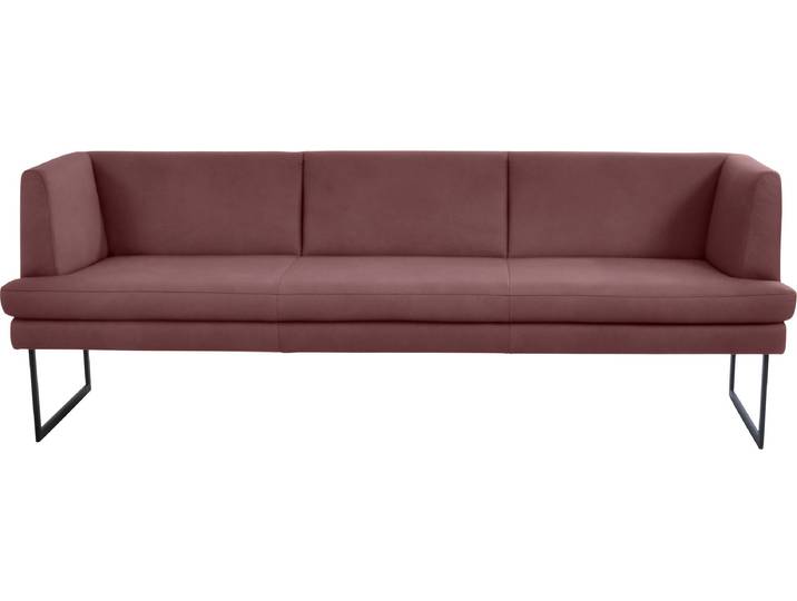 Polsterbank K+W KOMFORT & WOHNEN Cube , rot (cabernet 15), B:229cm H:82cm T:67cm, Sitzbänke, Polsterbank, Hammerkissenoptik, 2 Breiten, Metallkufe schwarz