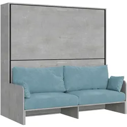 Itamoby Kando Doppel-Schrankbett mit Sofa mit Zementmatratzen, blau