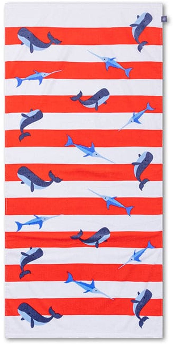 Swim Essentials strandlaken voor volwassenen, Gestreept, Rood/Wit, 100% katoen, B: 135 cm, D: 65 cm