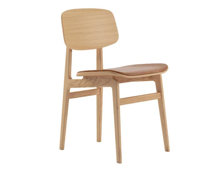 NORR11 Chaise NY11 assise cuir chêne Dunes camel