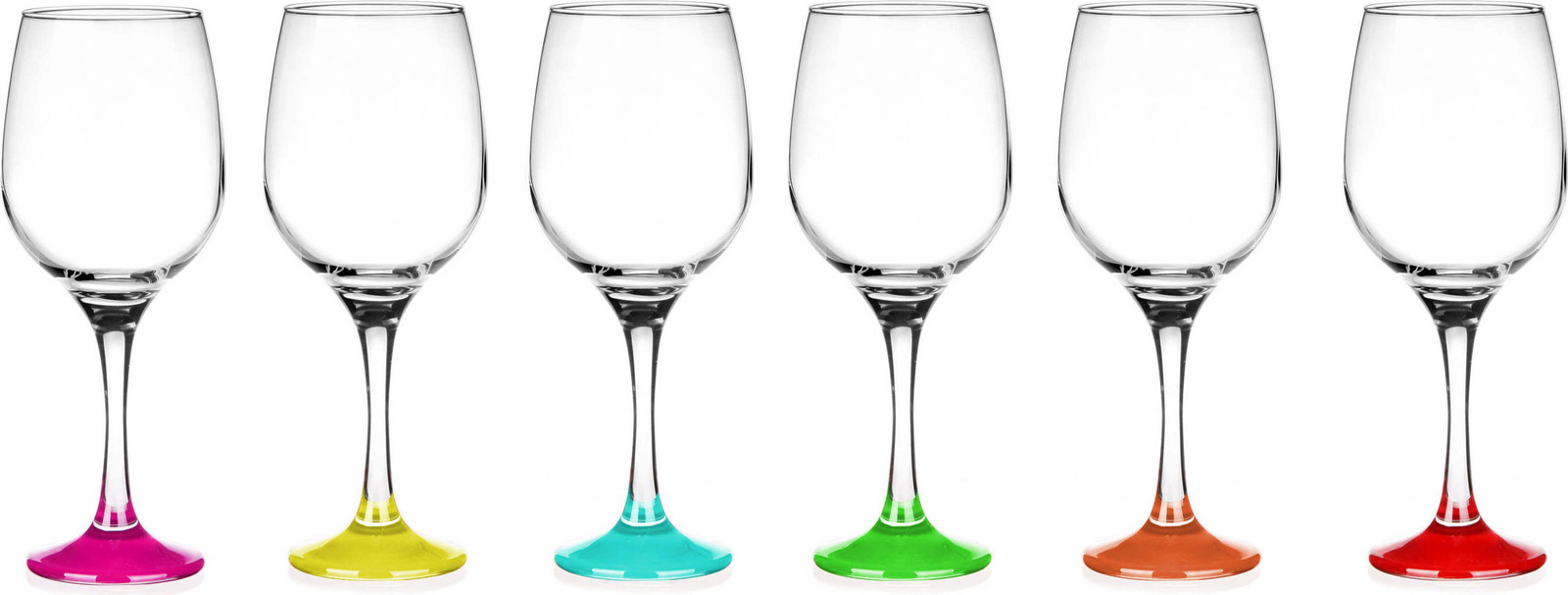 Sendez Set van 6 Wijnglazen met Gekleurde Voet, 250 ml