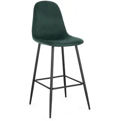 Barhocker New Irelia aus Samt, modern mit Fußstütze, dunkelgrün, 2er-Set, Metallgestell