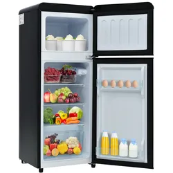 Retro-Kühlschrank 105x41x45 Schwarz Doppelter Tür 92L Volumen, 28L Gefrierfach, 64L Kühlfach, 7 Temperaturstufen