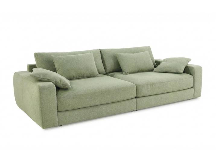 Big-Sofa 290 cm breit Federkern Lounge Couch extratief mit Flachgewebe Hellgrün / 15247