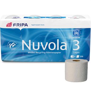 Fripa Toilettenpapier Nuvola Komfort, 3-lagig, Tissue & Recyclingpapier, 250 Blatt, 8 Rollen