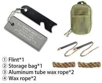Inspire Daily Merch Ultimate Outdoor Fire Starter Kit Magnesium & Flint Survival Tool black Knife