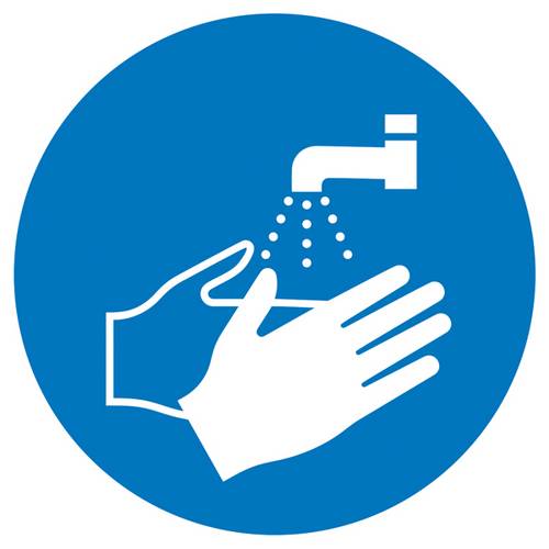 Gebotsschild Hände waschen, Hygiene und Abstand Folie selbstklebend (Ø) 100mm ISO 7010 1St.