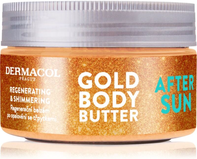 Dermacol After Sun regenerierende Creme für den Körper mit Glitzerteilchen 200 g
