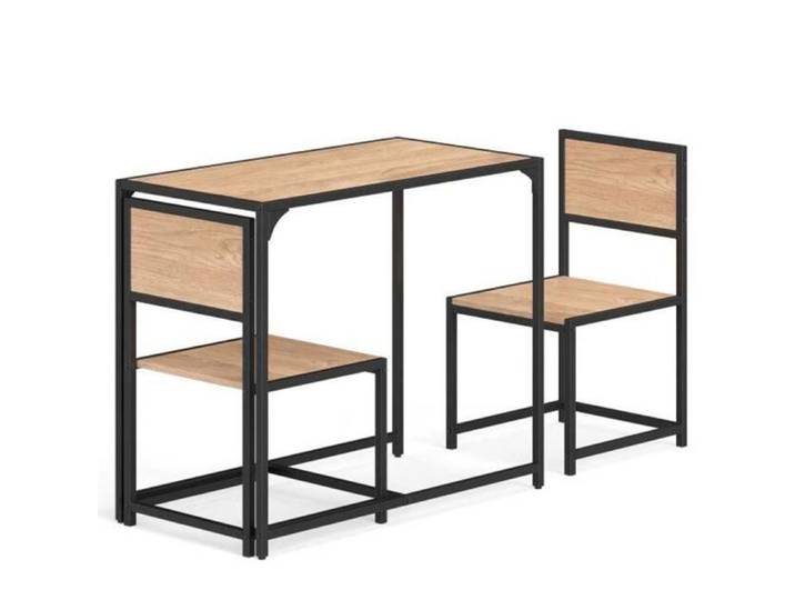 Gain de place : Ensemble table à manger et 2 chaises encastrables structure métal pour petit espace et studio