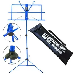 keepdrum MUS2BL Notenständer Blau mit Tasche, Notenständer, Blau