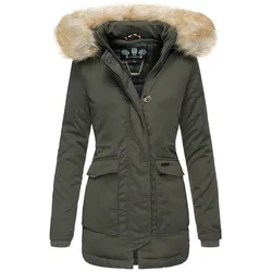 NAVAHOO Damen Designer Wintermantel Parka mit edlem Fellimitat Schneeengel