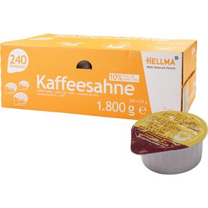 Hellma Kaffeesahne Fettgehalt 10 %, ultrahocherhitzt, je 7,5 g, 240 Tassenportionen