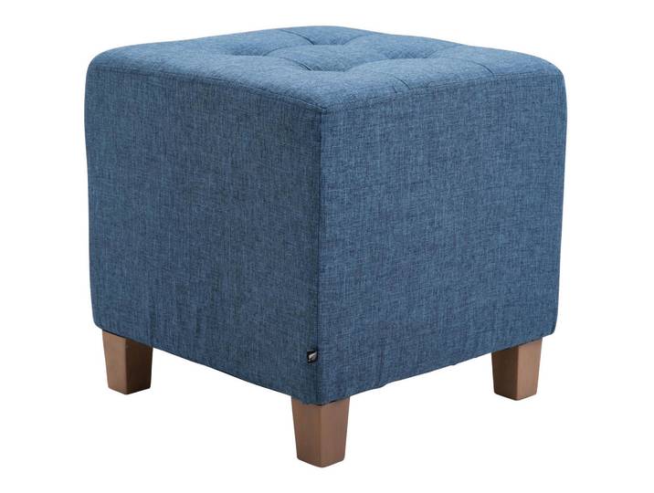 CLP Sitzwürfel eckig 45/45/46 cm Stoff Blau, Holz, Rechteckig, 45x46x45 cm, Wohnzimmer, Sessel, Hocker, Sitzwürfel