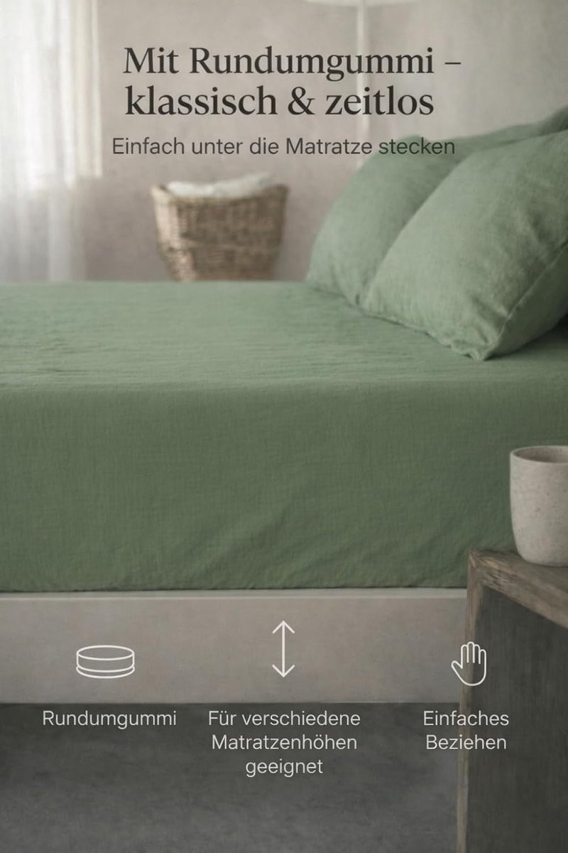 Hoeslaken van 100% stonewashed linnen, temperatuurregulerend en extra zacht