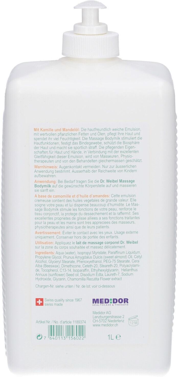 DR. WEIBEL® DR. Weibel Massage Bodymilk Fl 1000 ml Milch