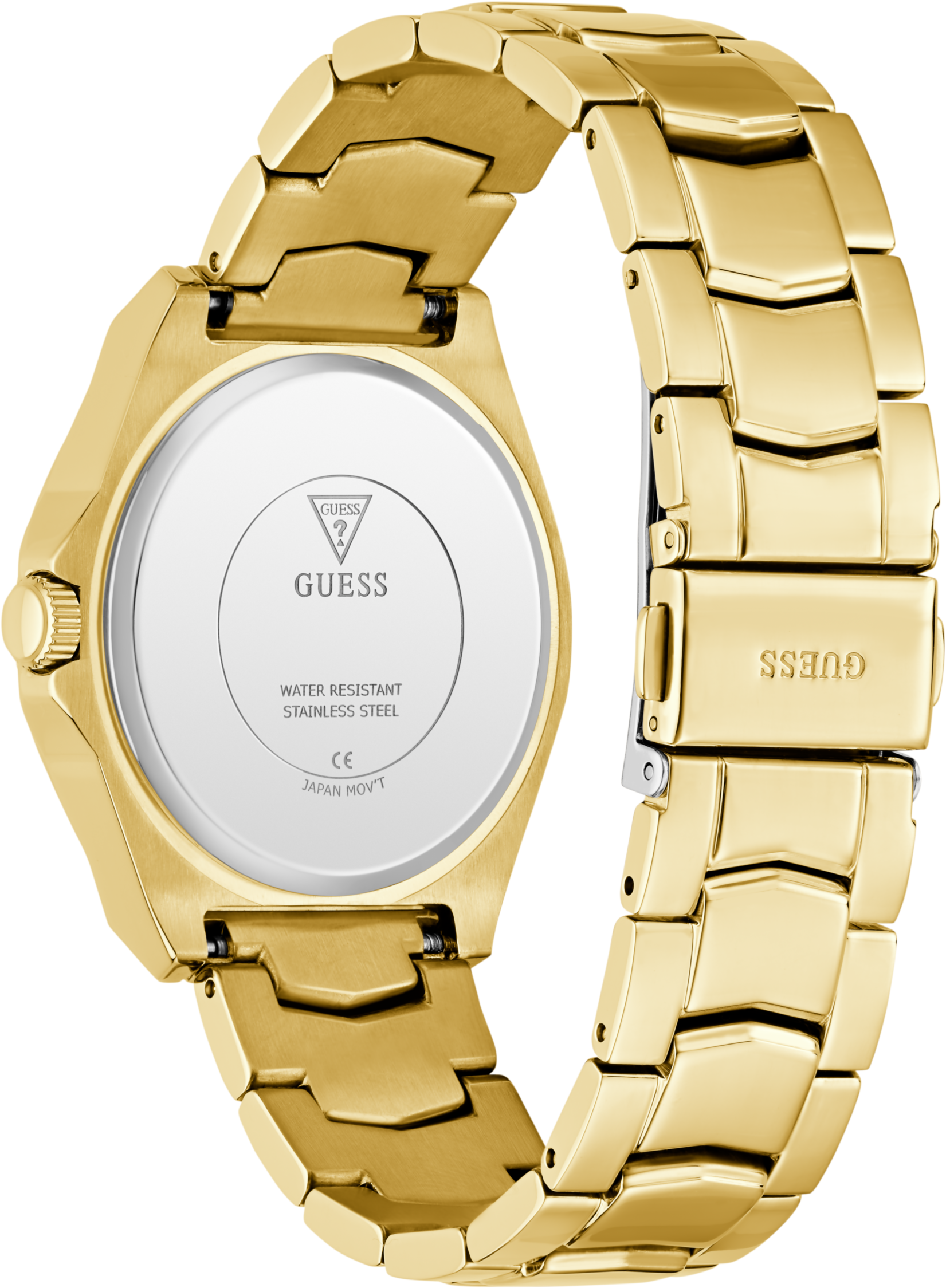 Multifunktionsuhr GUESS "RITZY", gold (goldfarben, schwarz, schwarz), Armbanduhren, Damen, goldfarben, Multifunktionsuhr, Quarzuhr, Armbanduhr, Damenuhr, Edelstahlarmband, Datum