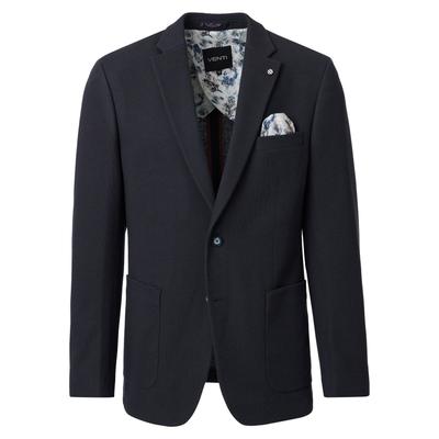 Sakko VENTI "VENTI Sakko uni", Herren, Gr. 54, schwarz (blauschwarz), 53% Baumwolle, 47% Polyester, Sakkos Sakko